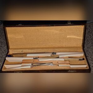 8-Piece White Handle Carving and Serving Knife Set